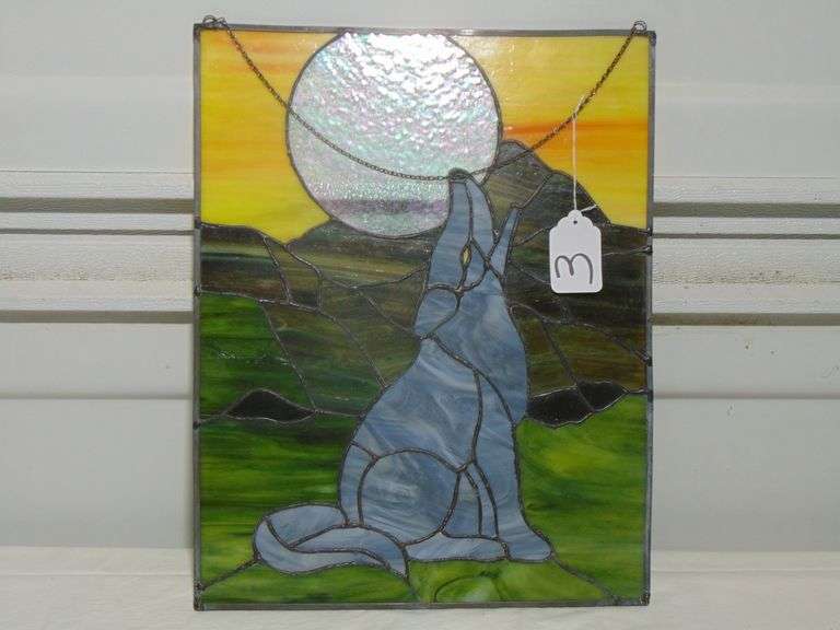 COYOTE STAIN GLASS WALL HANG