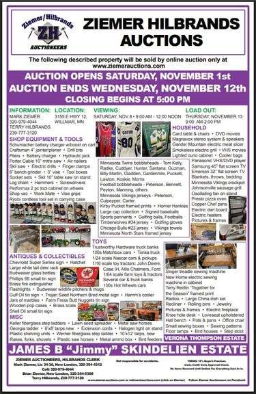 JAMES B "JIMMY" SKINDELIEN ESTATE WILLMAR MN, ONLINE ONLY