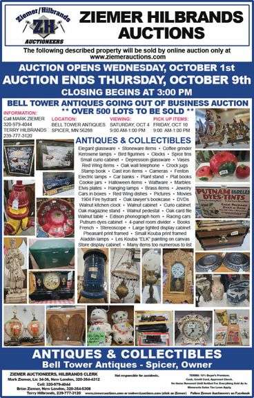 LARGE ANTIQUE AUCTION (PART 2), SPICER MN, ONLINE ONLY