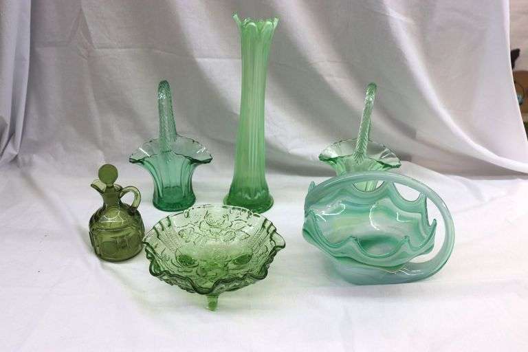 ASSORTED GREEN GLASS