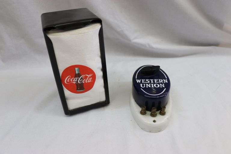 WESTERN UNION ITEM & COCA COLA NAPKINS WITH HOLDER