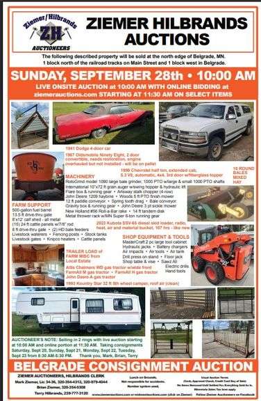 BELGRADE CONSIGNMENT AUCTION, BELGRADE MN, LIVE & ONLINE