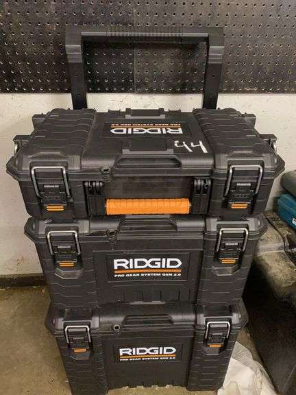 Ridgid Stack RIDGID PRO GEAR TRIPLE STACK TOOL BOX ON CART - Ziemer Hilbrands Auctions