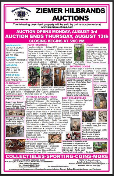 VINTAGE TREASURES, WILLMAR MN, ONLINE ONLY