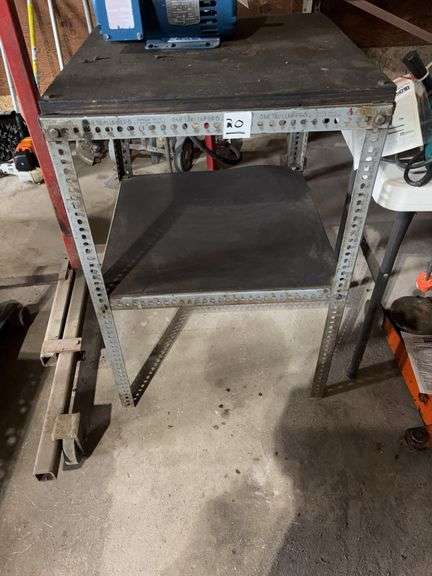 SHOP TABLE WOOD TOP, 2FT x 2FT x 3FT.