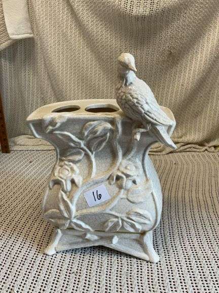 IVORY VASE WITH BIRD