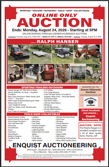 RALPH HANSEN, MILBANK SD, ONLINE ONLY